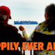 A photo of two people looking out to the Ever Forward container ship.
